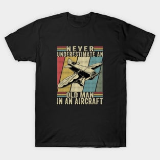 Easily Distracted By Airplanes Retro Airplane Funny Pilot T-Shirt